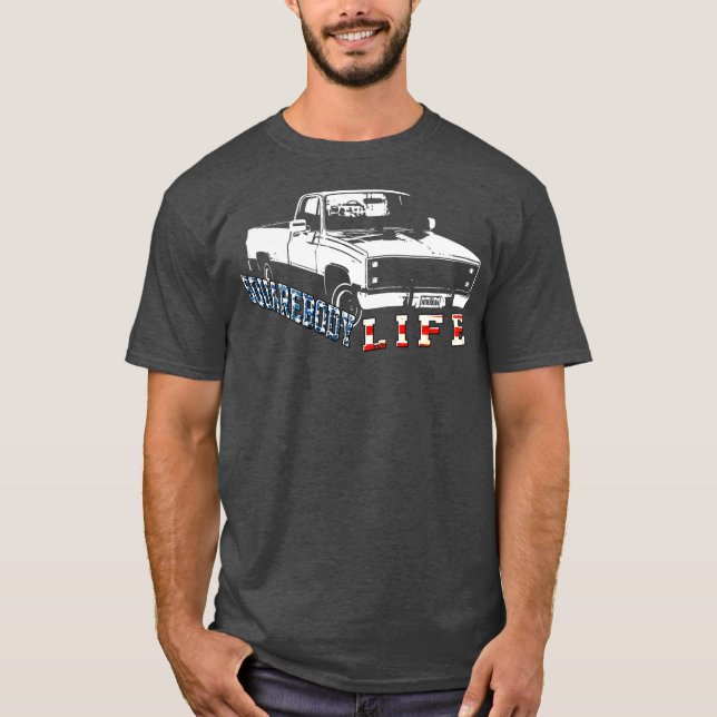 Camiseta Camión corporal cuadrado de la bandera estadounide (Anverso)