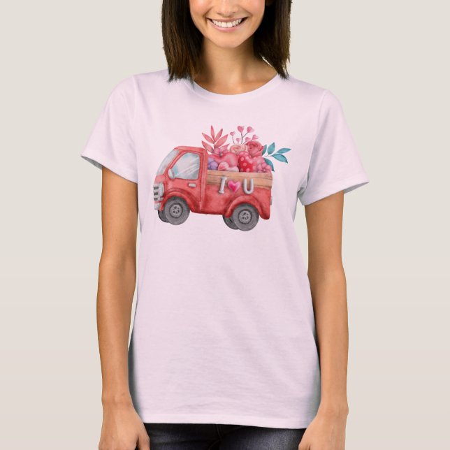 Camiseta Camión de amor lindo que lleva gafas de San Valent (Anverso)