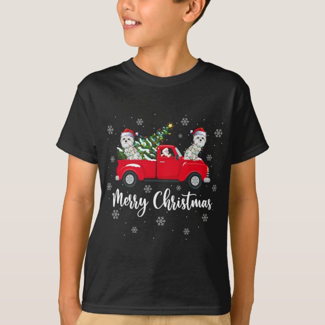 Camiseta Camión de árbol de navidad de Santa Riding, cerdo  (Anverso)