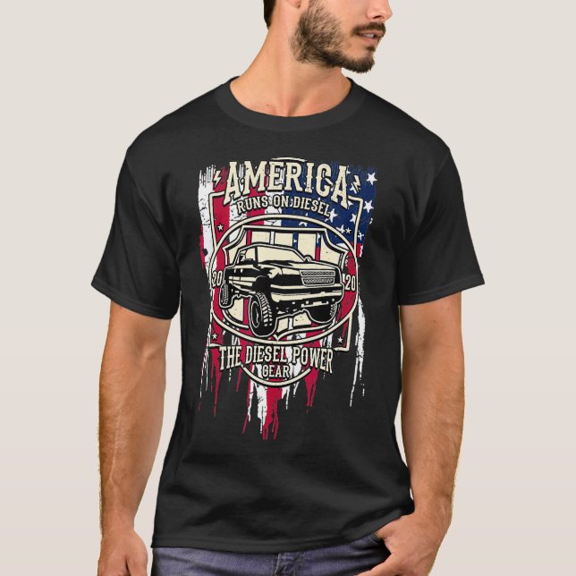 Camiseta Camión de bandera estadounidense Diesel Power (Anverso)