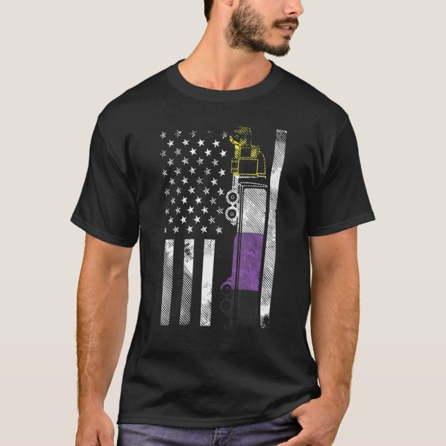 Camiseta Camión De Bandera Estadounidense Enby Nb Pride Fla (Anverso)