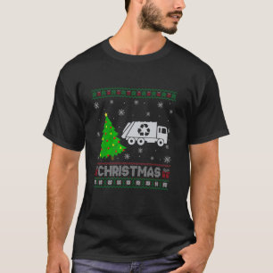 Camiseta Camión de basura árbol de Navidad iluminando Navid