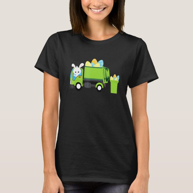 Camiseta Camión de basura Caza de huevos de conejo de Pascu (Anverso)