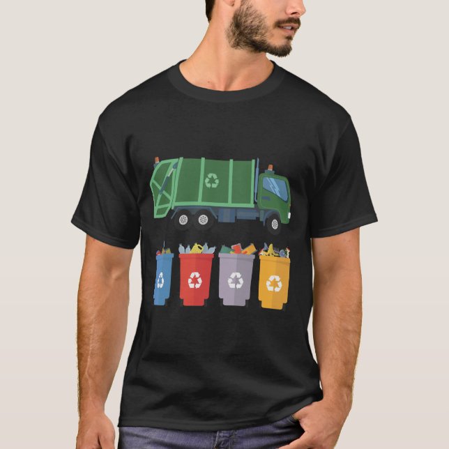 Camiseta Camión de basura reciclaje de basura para niños (Anverso)