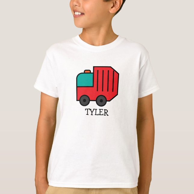 Camiseta Camión de basura/reciclaje Personalizado rojo con  (Anverso)