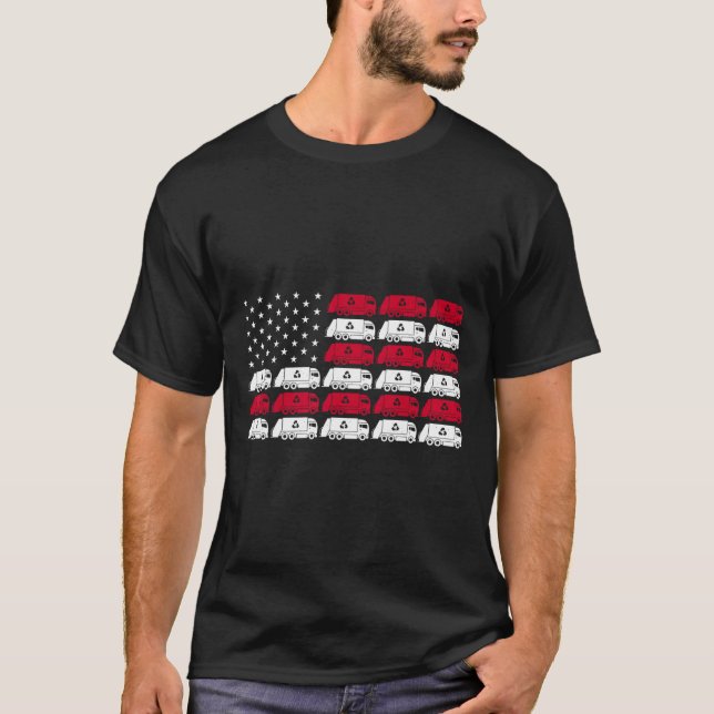 Camiseta Camión De Basura Usa Bandera Estadounidense Hombre (Anverso)