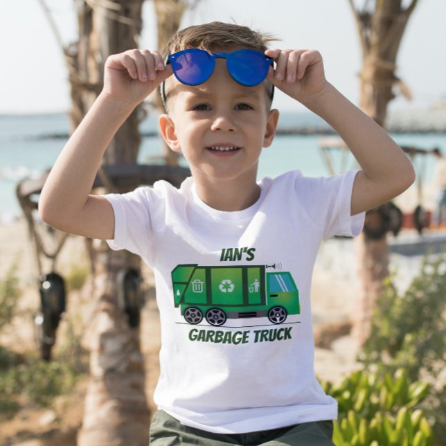 Camiseta Camión de basura verde lindo niños de cualquier ed (Subido por el creador)