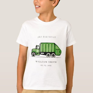 Camiseta Camión de basura verde lindo niños de cualquier ed