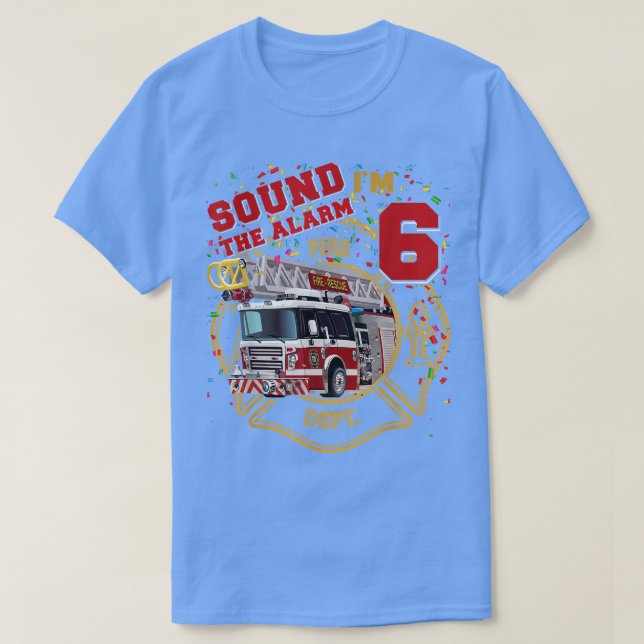 Camiseta Camión de bomberos 6 cumpleaños Niño bombero (Diseño del anverso)
