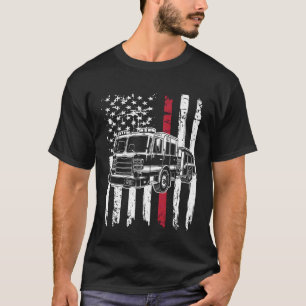 Camiseta Camión de bomberos bandera de EE. UU. bombero bomb