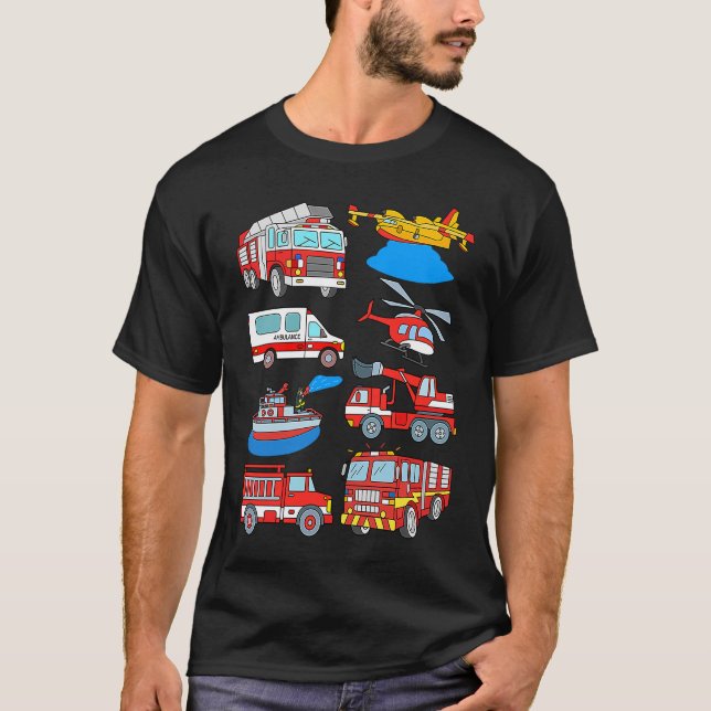 Camiseta Camión de bomberos Camiones de bomberos Rescate E (Anverso)
