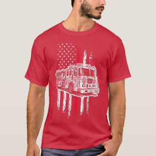 Camiseta Camión de bomberos con bandera estadounidense de b