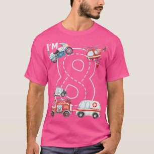 Camiseta Camión de bomberos cumpleaños 8 Ambulancia Coche d