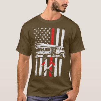 Camiseta Camión de bomberos de bomberos bandera estadounide