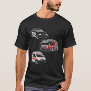 Camiseta Camión de bomberos de coches de policía Ambulancia