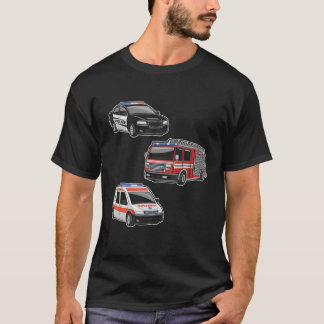 Camiseta Camión de bomberos de coches de policía Ambulancia