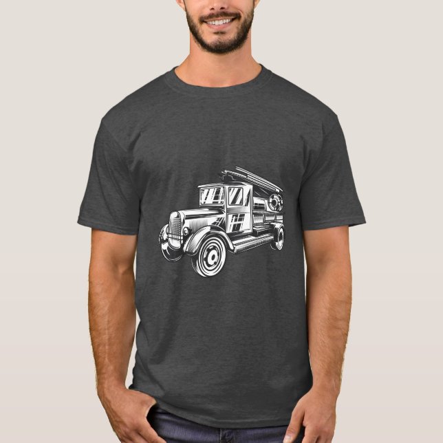 Camiseta Camión de bomberos de estilo vintage (Anverso)