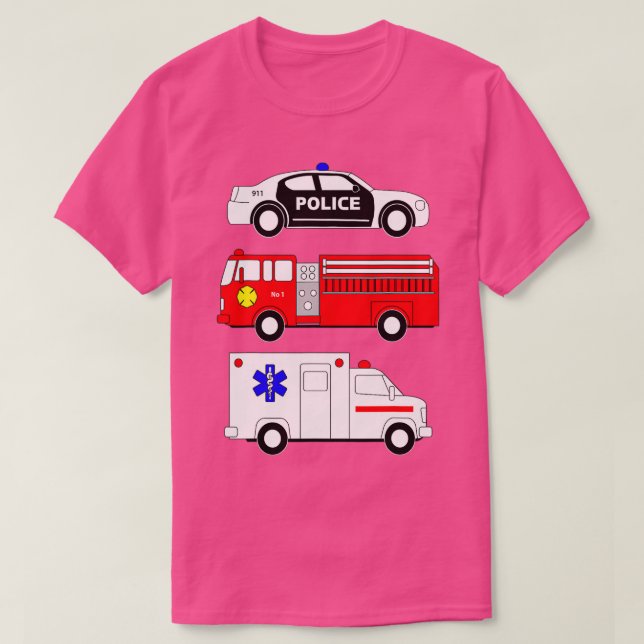 Camiseta Camión de bomberos de la policía Ambulancia Respue (Diseño del anverso)