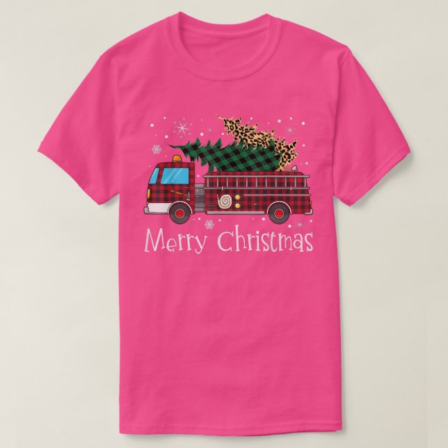 Camiseta Camión de bomberos de navidad de bombero de bomber (Diseño del anverso)