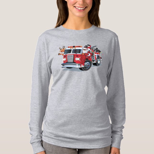 Camiseta Camión de bomberos de Navidades personalizados (Anverso)