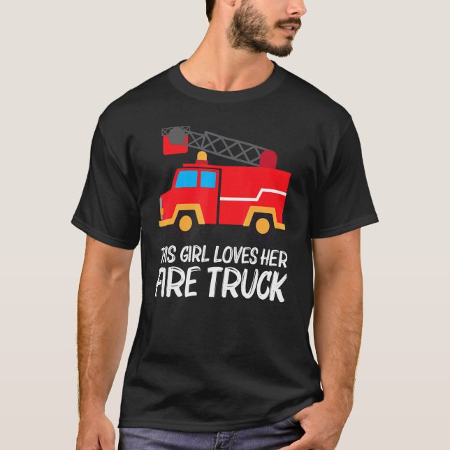 Camiseta Camión De Bomberos Guay Para Chicas Niños Bomberos (Anverso)