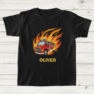 Camiseta Camión de bomberos juguetón rodeado de llamas
