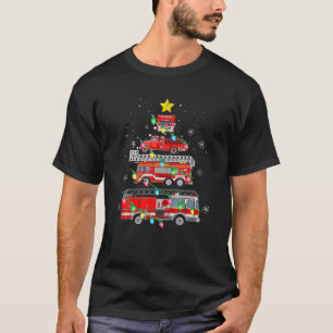 Camiseta Camión de bomberos navideño árbol divertido regalo