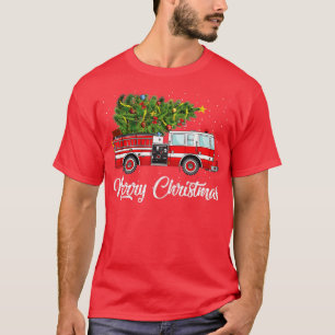 Camiseta Camión de bomberos navideño árbol divertido regalo