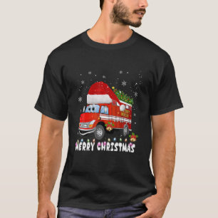 Camiseta Camión de bomberos navideño árbol divertido regalo