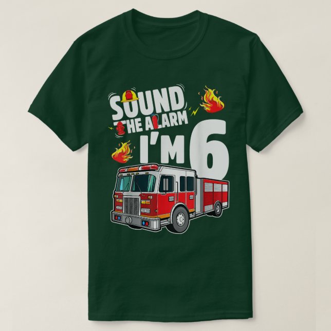 Camiseta Camión de bomberos niño de 6 años bombero de 6 año (Diseño del anverso)