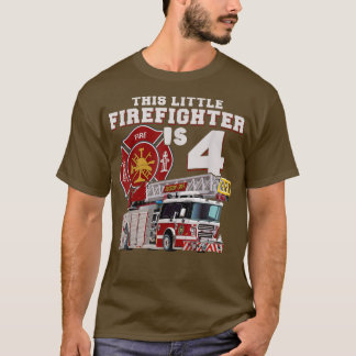 Camiseta Camión de bomberos niño del cuarto cumpleaños bomb
