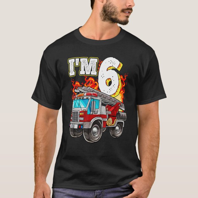 Camiseta Camión de bomberos niños 6 cumpleaños bombero 6 añ (Anverso)