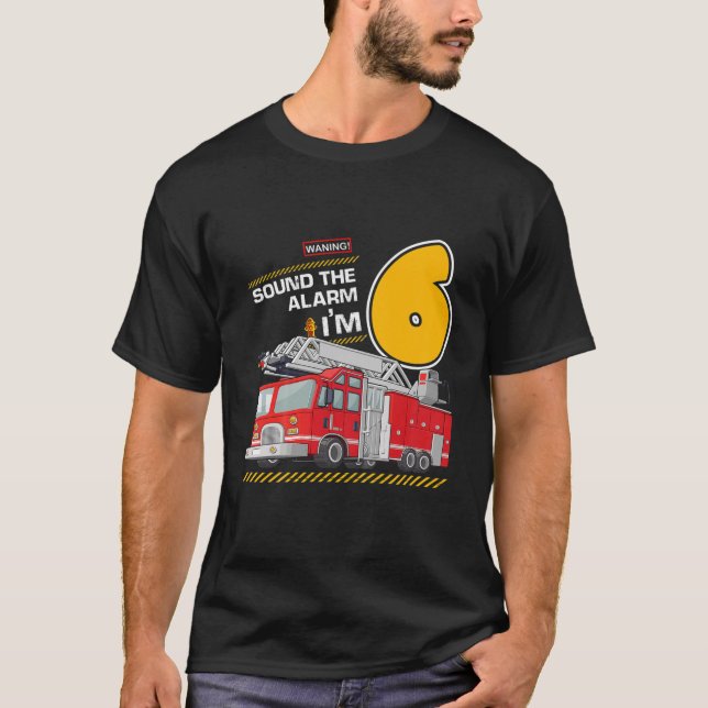 Camiseta Camión de bomberos para niños de 6 años cumpleaños (Anverso)
