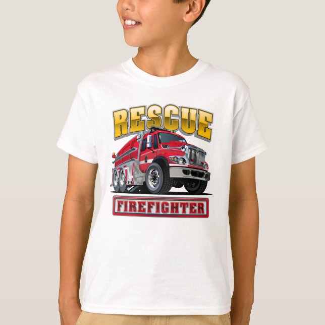 Camiseta camión de bomberos personalizados (Anverso)