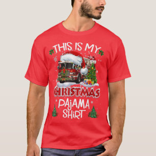 Camiseta Camión de bomberos que viaja en coche de navidad e
