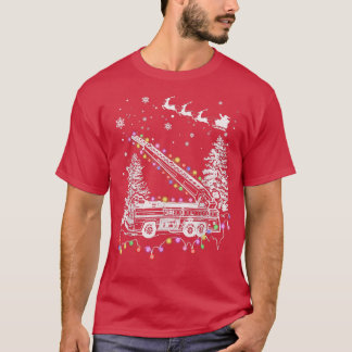 Camiseta Camión de bomberos que viaja en coche de navidad e