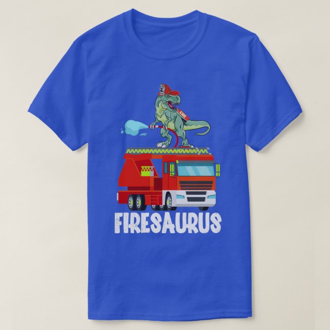 Camiseta Camión de bomberos Saurus Firetruck Dinosaur (Diseño del anverso)
