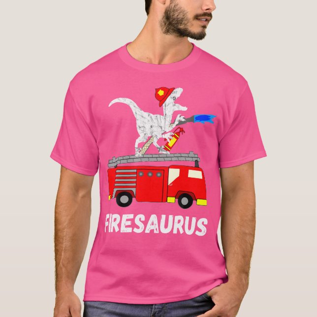 Camiseta Camión de bomberos Saurus Firetruck Dinosaur T R (Anverso)