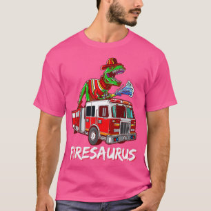 Camiseta Camión de bomberos Saurus Firetruck Dinosaur T R