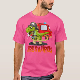 Camiseta Camión de bomberos Saurus Firetruck Dinosaur T R