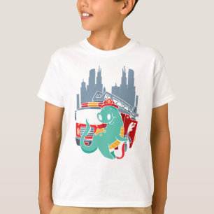 Camiseta Camión de bomberos Trex Niños bomberos Dinosaurios