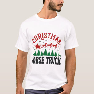 Camiseta Camión de caballos de Navidad Diseño de trineo de 