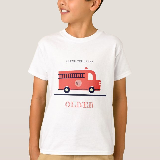 Camiseta Camión de Camión Rojo Cutado Cualquier Cumpleaños  (Anverso)