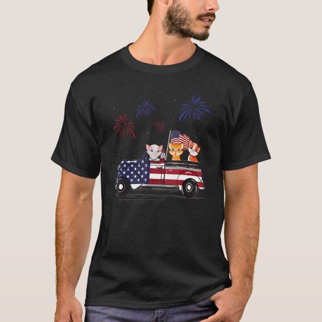 Camiseta Camión De Carrera, Camión Americano, Fuegos Artifi (Anverso)