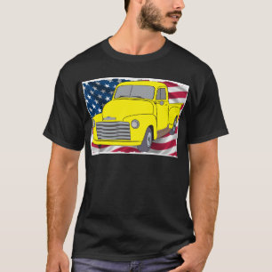 Camiseta Camión de Chevy del vintage con la bandera