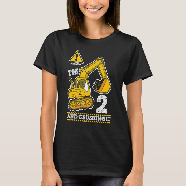 Camiseta Camión de construcción 2º cumpleaños Digger de 2 a (Anverso)