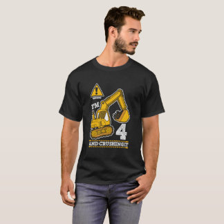 Camiseta Camión de Construcción 4º Cumpleaños Excavadora Co