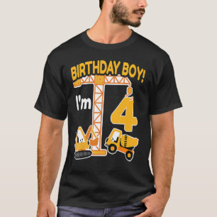 Camiseta Camión de construcción 4º cumpleaños Niño de 4 año