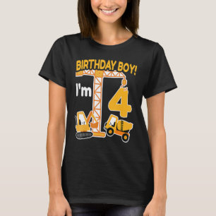 Camiseta Camión de construcción 4º cumpleaños Niño de 4 año