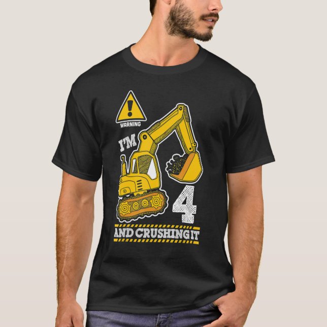 Camiseta Camión de construcción 4 cumpleaños Digger de 4 añ (Anverso)
